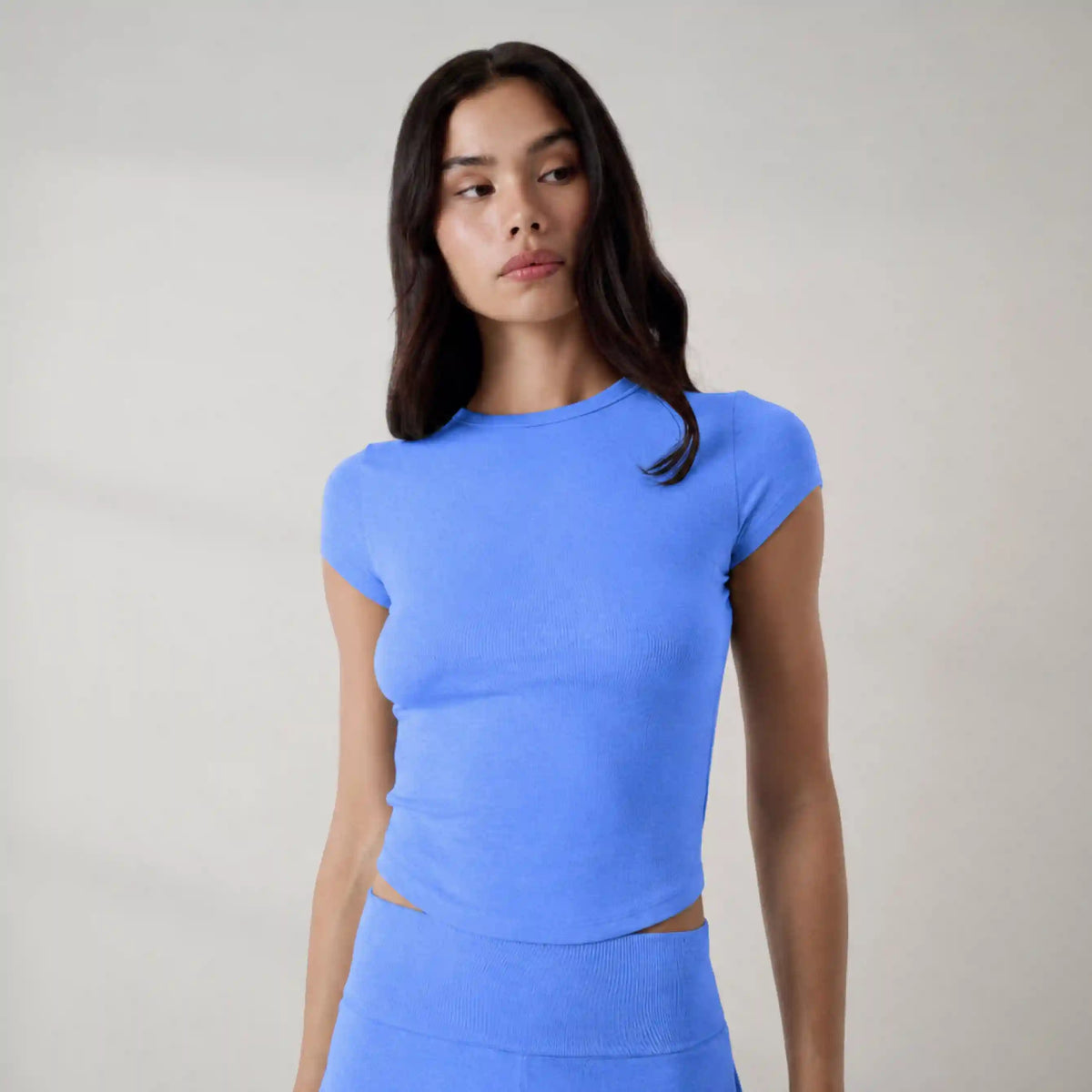 Soft Modal Rib Curved Hem Tee