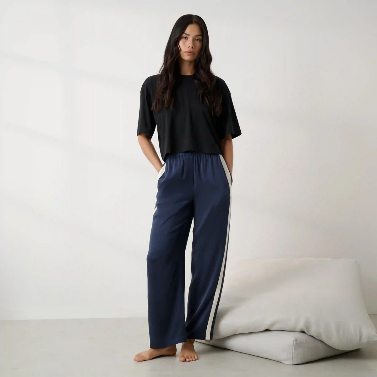 Washable Silk Side Stripe Pant