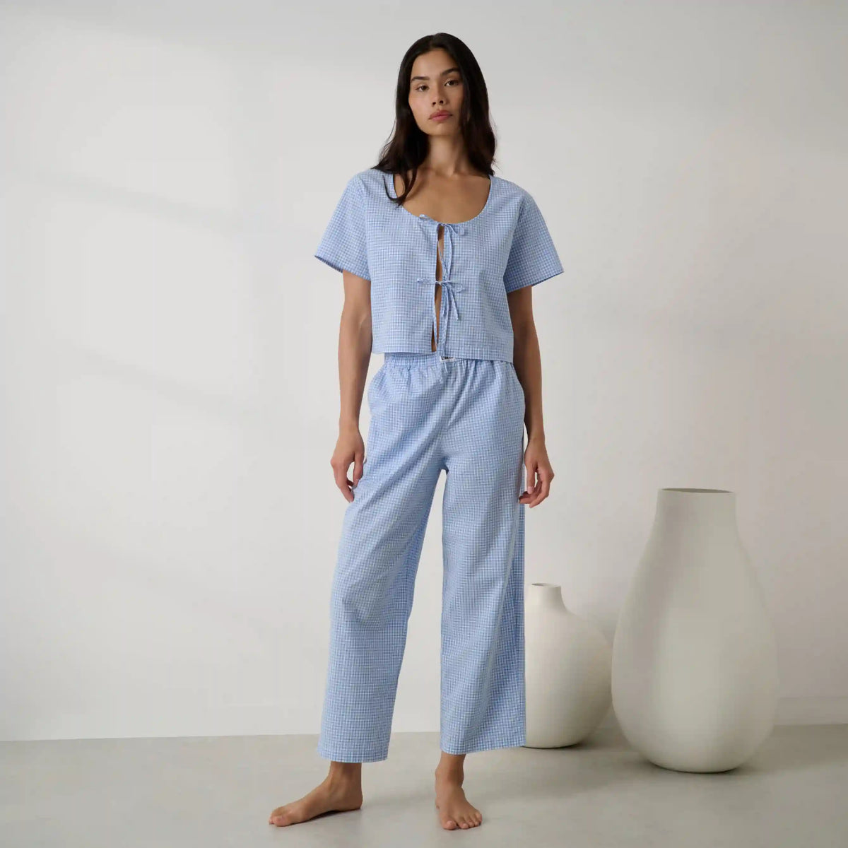 Airy Cotton Tie Front Top