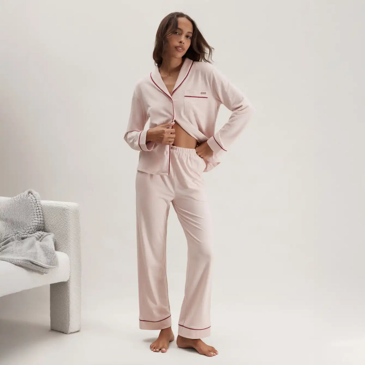 Slumberknit™ Shawl Collar Button Down Pant Set