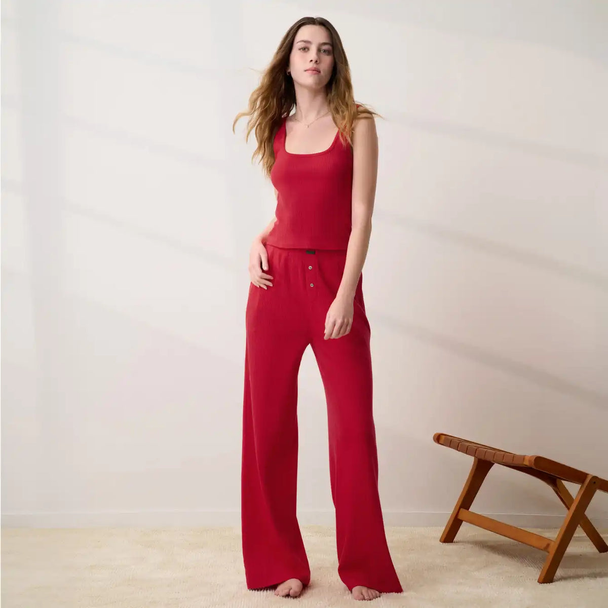 Pointelle Wide Leg Pant