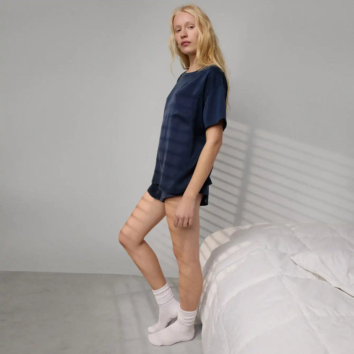 Washable Silk Tee Short Set