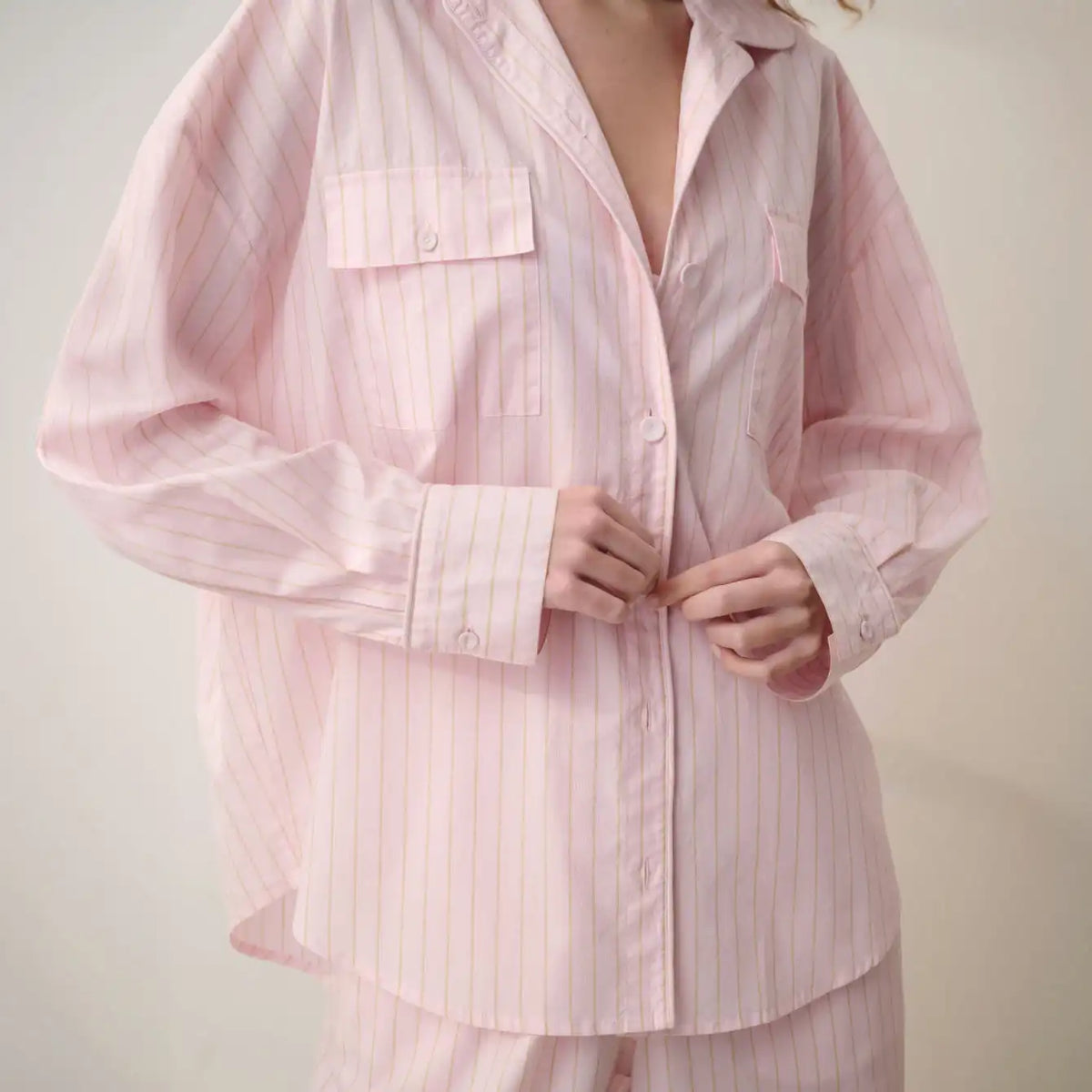 Airy Cotton Piped Button Down